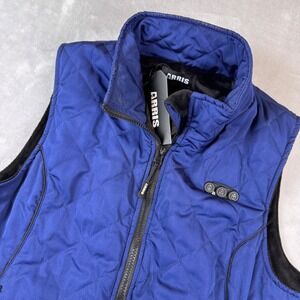 ARRIS Women Quilted Heated Vest Blue Black Fleece Lined Full Zip Pockets